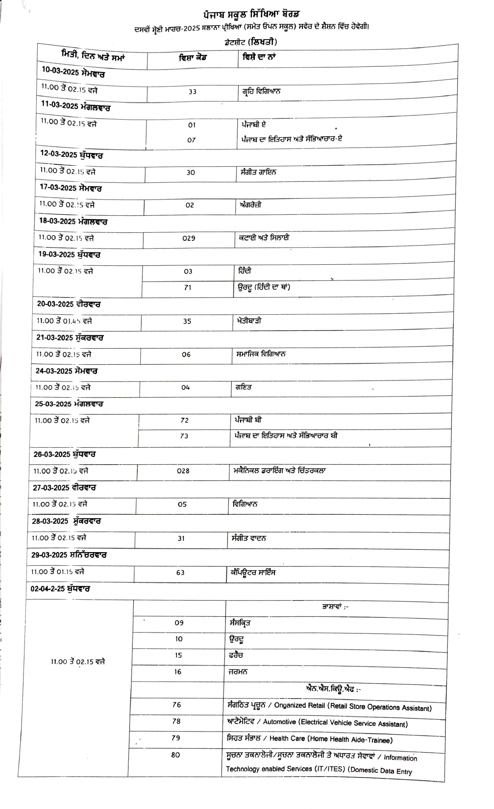 10th_class_date_sheet_page_1