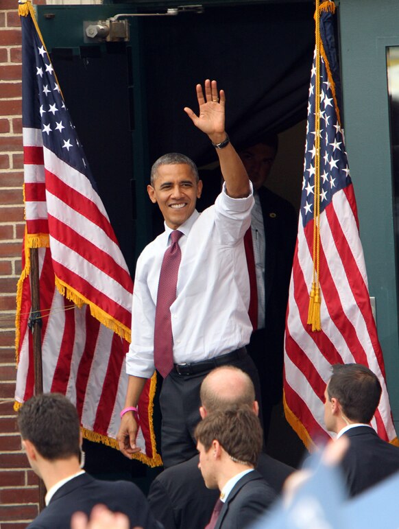 चुनाव प्रचार के दौरान यूएस राष्ट्रपति बराक ओबामा।