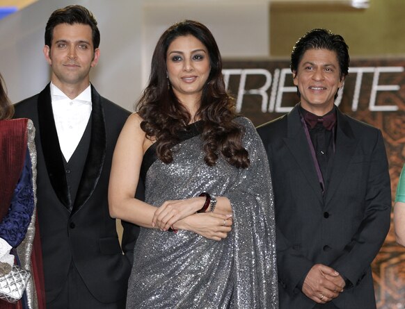 मराकेश इंटरनेशनल फिल्म फेस्टिवल में बॉलीवुड अभिनेता शाहरूख खान, ऋतिक रोशन और अभिनेत्री तब्बू।