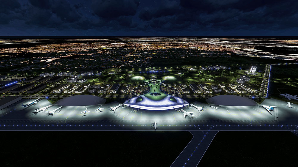 ह्यूस्टन हवाई अड्डे प्रणाली द्वारा ह्यूस्टन में प्रस्तावित स्पेशक्राफ्ट का डिजाइन।