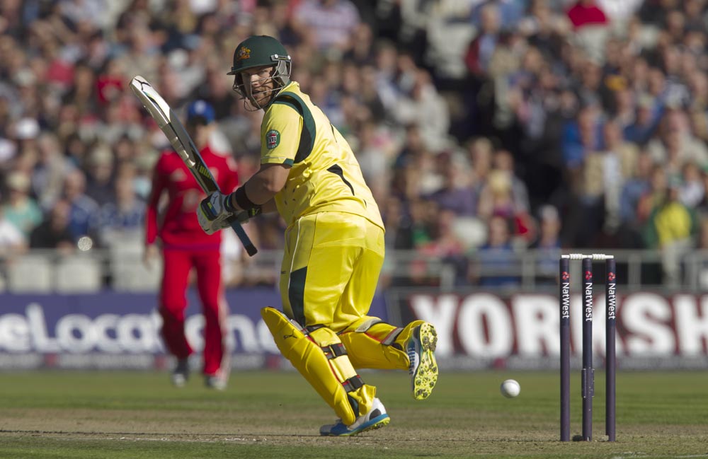 मैंचेस्टर में इंग्लैंड के खिलाफ वनडे मैच के दौरान आस्ट्रेलियाई बल्लेबाज एरोन फिंच।