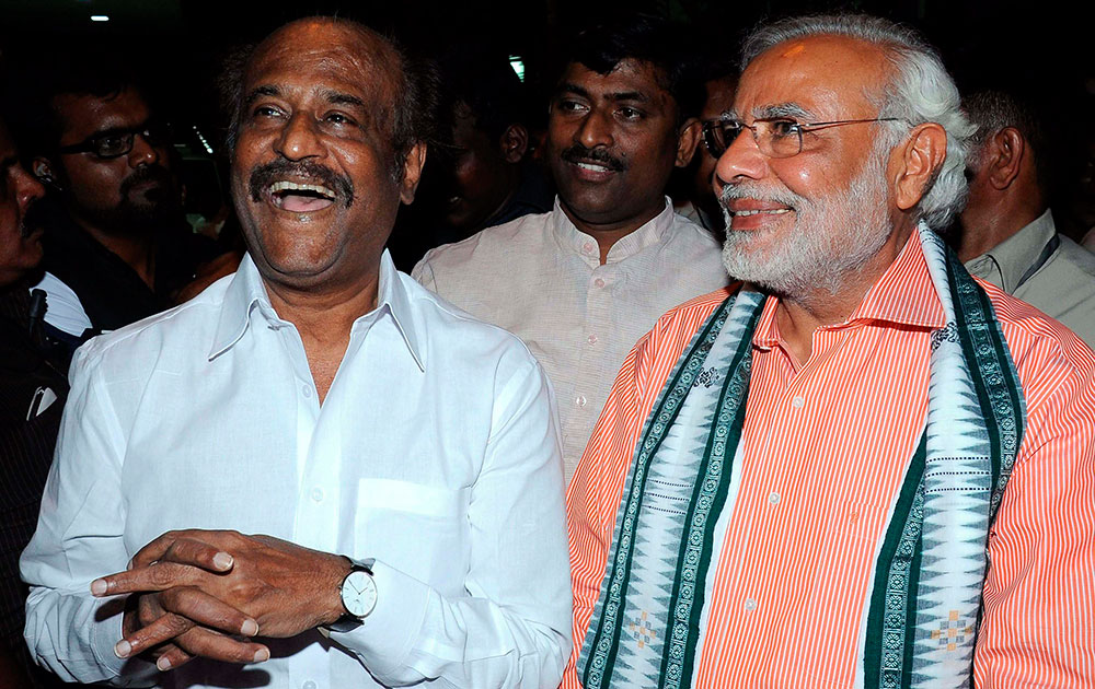चेेेेन्नई में भारतीय जनता पार्टी के प्रधानमंत्री पद के उम्मीदवार नरेंद्र मोदी ने दक्षिण के सुपर स्टार रजनीकांत से मुलाकात की।