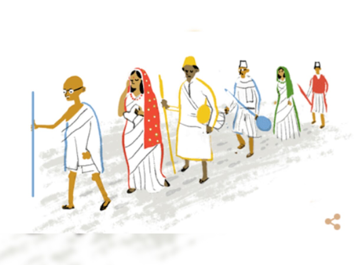 गूगल ने 69वें स्वतंत्रता दिवस पर समर्पित किया गांधी जी के दांडी मार्च से जुड़ा डूडल
