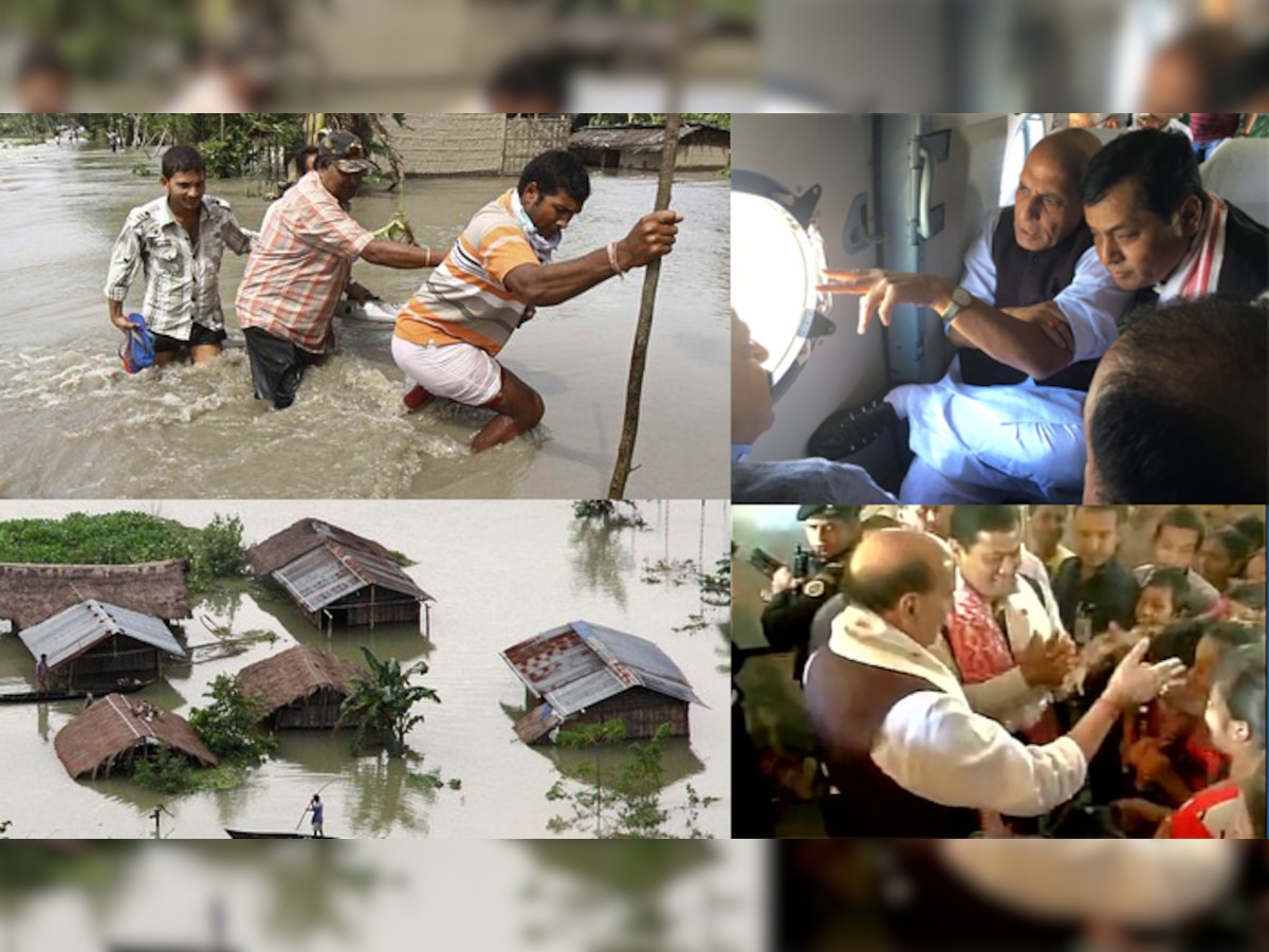 राजनाथ ने असम में बाढ़ की स्थिति का जायजा लिया; बोले-स्थिति इतनी गंभीर है मुझे कल्पना नहीं थी, 29 मरे