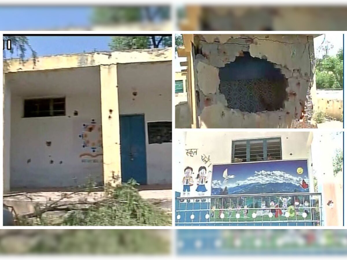 पाकिस्तानी गोलाबारी में क्षतिग्रस्त रजौरी के नौशेरा सेक्टर का एक स्कूल. (एएनआई फोटो)  