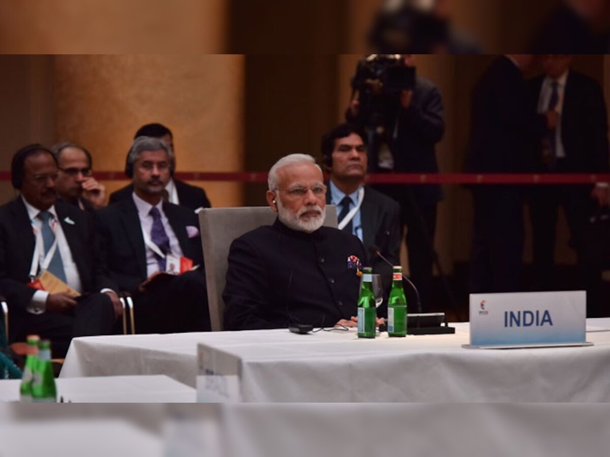 जी-20 शिखर सम्मेलन के इतर ब्रिक्स नेताओं की एक अनौपचारिक बैठक में पीएम नरेंद्र मोदी. (फोटो : पीएमओ इंडिया/ट्विटर)