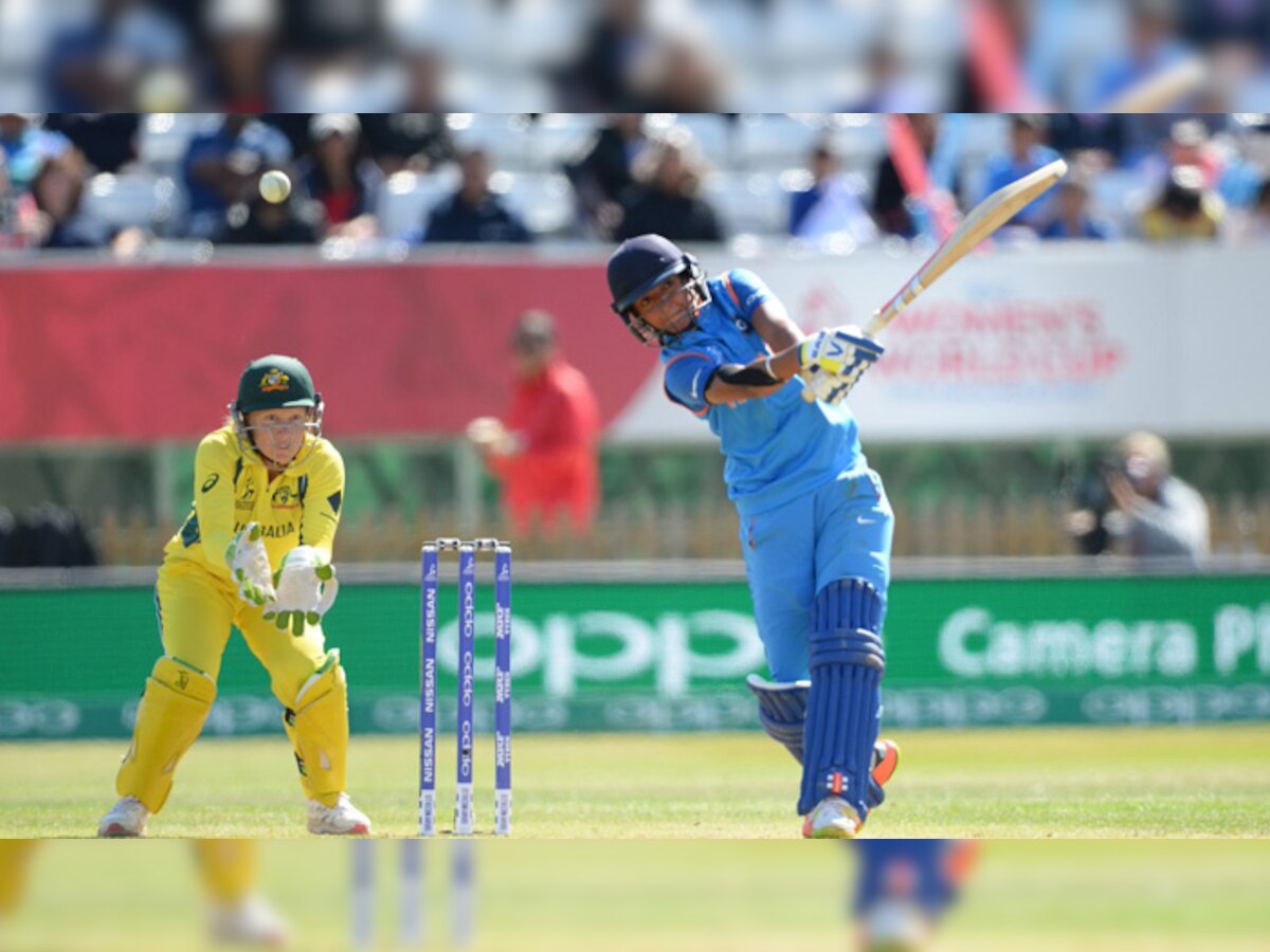 WWC, Ind vs Aus: ऑस्ट्रेलिया के खिलाफ बल्लेबाजी करतीं भारत की हरमनप्रीत कौर. (PHOTO : @cricketworldcup/Twitter)