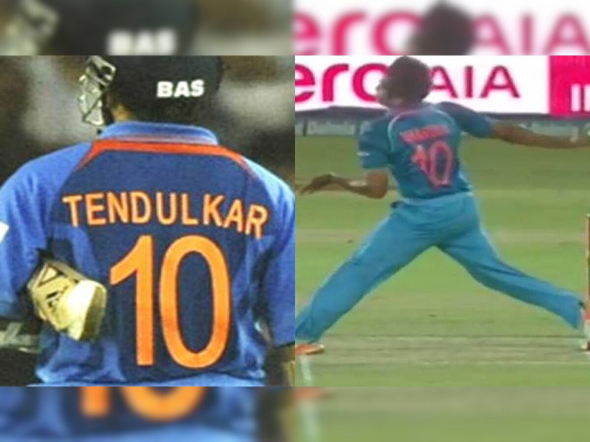 डेब्यू मैच में सचिन के नंबर की जर्सी पहनकर उतरे शार्दुल ठाकुर (Screen Grab)