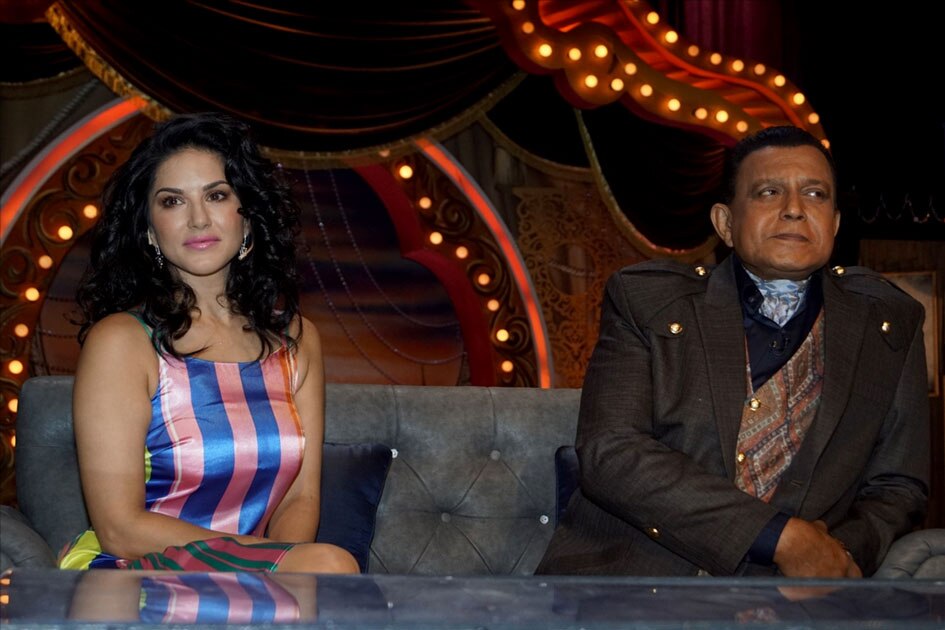 Actress Sunny leone with Actor Mithun Chakraborty Actress Sunny leone with Actor Mithun Chakraborty