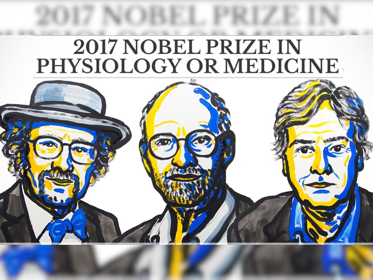वैज्ञानिक जेफ्री सी. हॉल (सबसे ऊपर), माइकल रोसबाश (बीच में) और माइकल वी. यंग (PHOTO : Nobel Prize/Twitter)