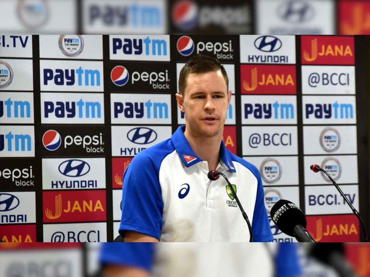 भारत के खिलाफ पहले टी20 मैच से पहले रांची में प्रेस कॉन्फ्रेंस के दौरान ऑस्ट्रेलियाई गेंदबाज जेसन बेहरेनडोर्फ. (IANS/5 Oct, 2017) 