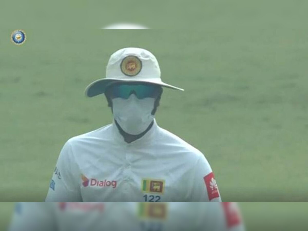 श्रीलंका के खिलाड़ियों ने मास्क पहनकर फील्डिंग की (Screen Gab)