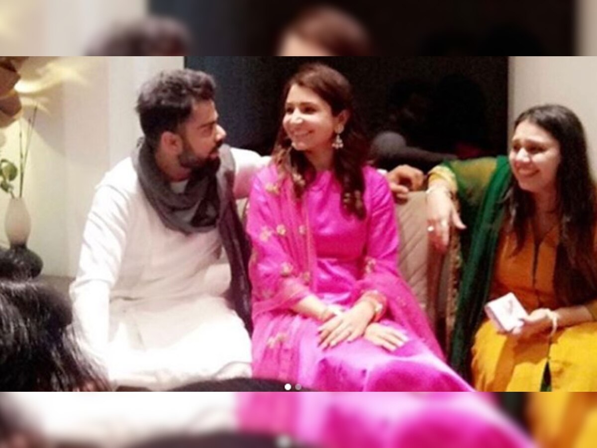 दिल्ली लौटते ही अनुष्का शर्मा पति के साथ विराट की बहन भावना से मुलाकात की. (फोटो : Instagram)