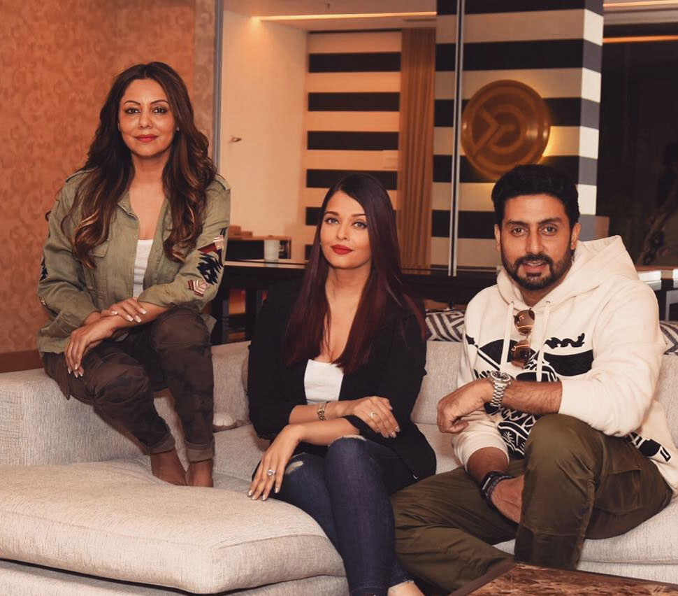 Aishwarya Rai Bachchan ith Abhishek Bachchan at Gauri Khan Studio Aishwarya Rai Bachchan ith Abhishek Bachchan at Gauri Khan Studio