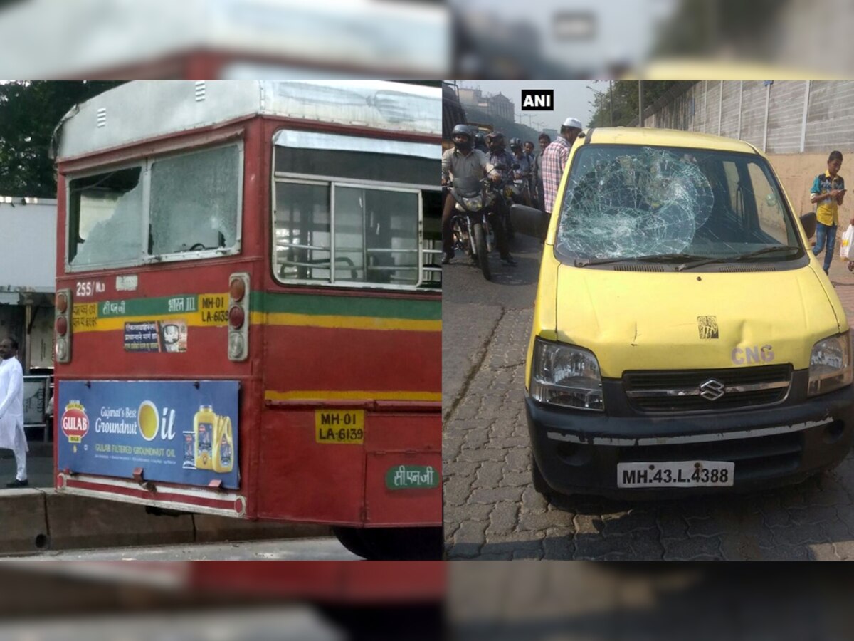 भीमा-कोरेगांव हिंसा : महाराष्‍ट्र में अलग-अलग जगहों पर प्रदर्शन किए जा रहे हैं, जिसमें प्रदर्शनकारियों ने सरकारी बसों और अन्‍य वाहनों को भी नुकसान पहुंचाया है. (फोटो-ANI)