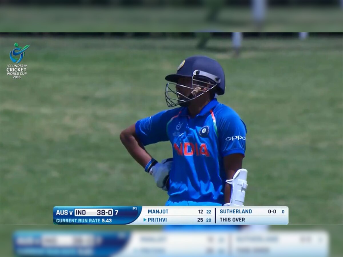 पृथ्वी शॉ ने शानदार 94 रनों की पारी खेली (Screen Grab/ICC)