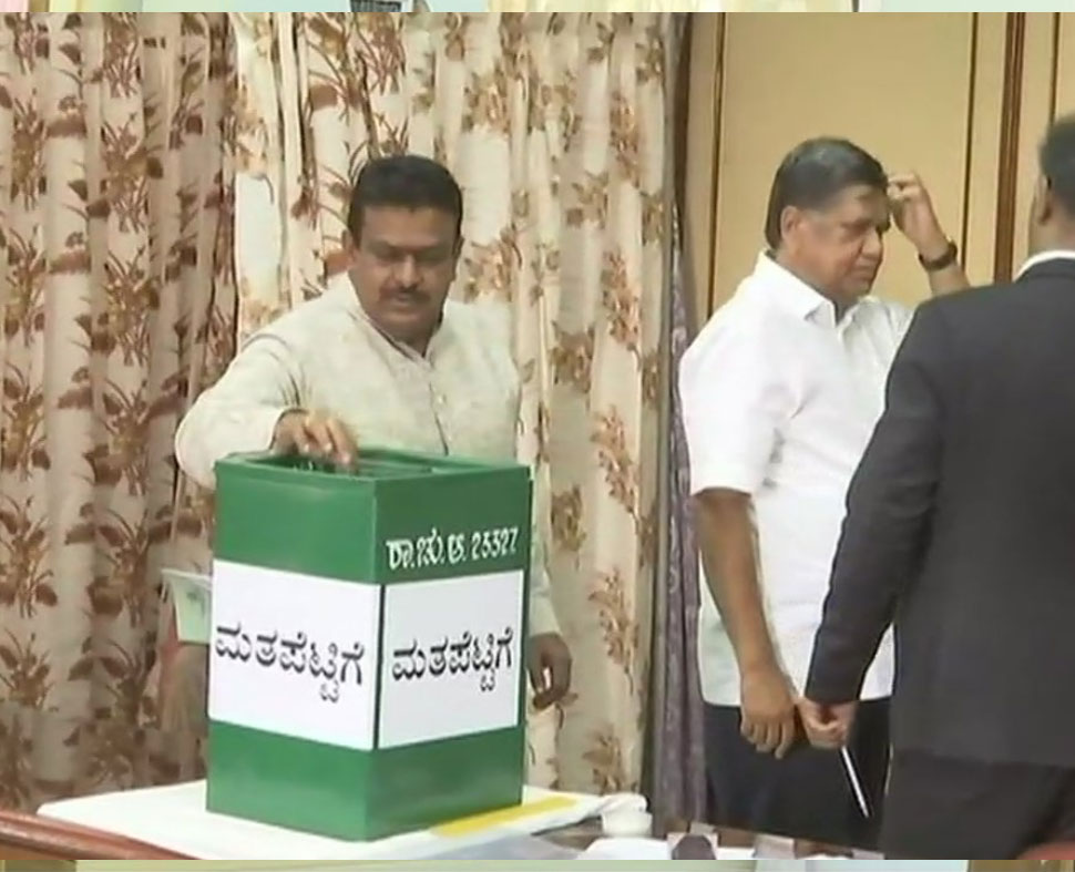 Voting underway at Vidhan Soudha in Bengaluru for four RajyaSabha seats from Karnataka Voting underway at Vidhan Soudha in Bengaluru for four RajyaSabha seats from Karnataka