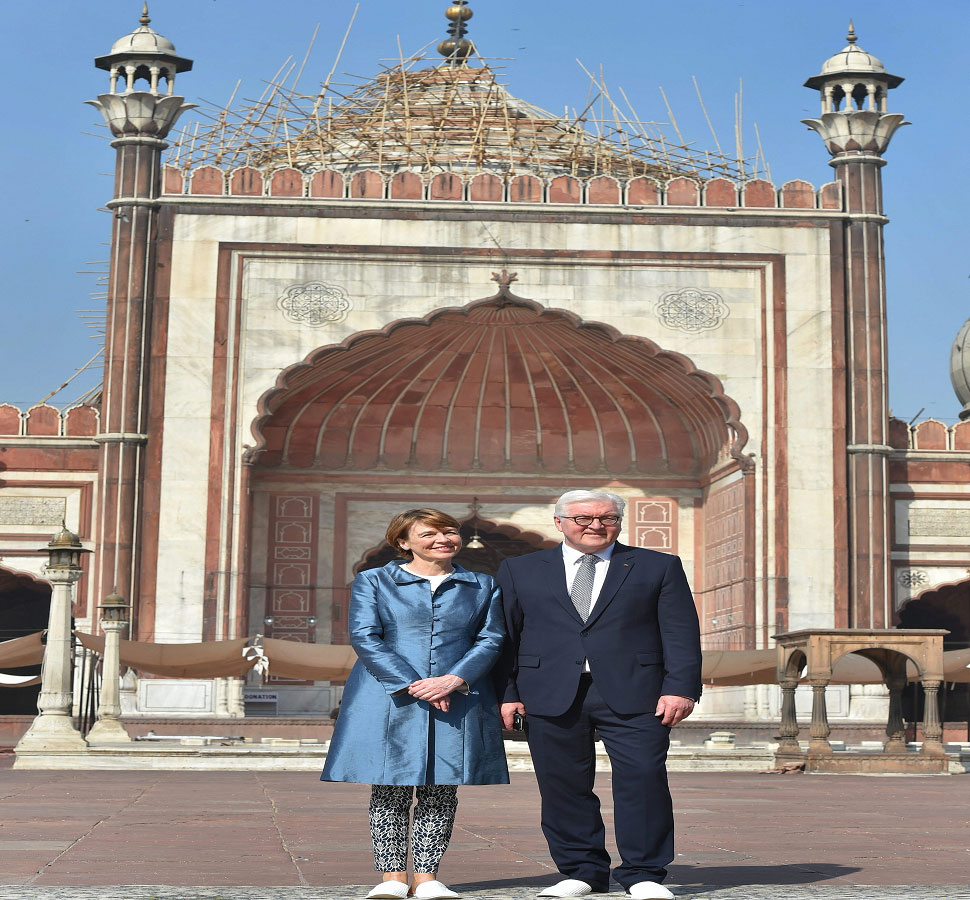 German President Frank-Walter Steinmeier and his wife visit jama masjid German President Frank-Walter Steinmeier and his wife visit jama masjid