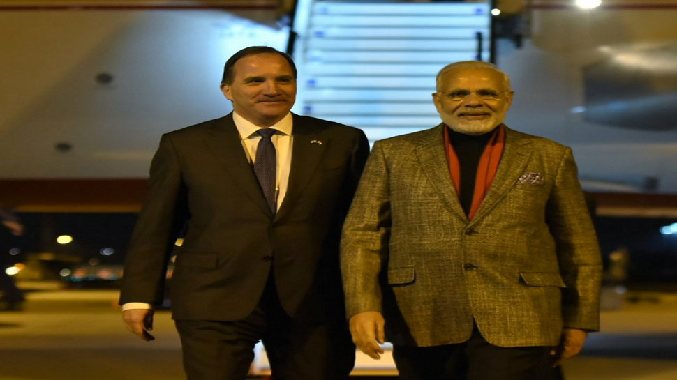 pm narendra modi welcomed by swedish prime minister stefan lofven pm narendra modi welcomed by swedish prime minister stefan lofven