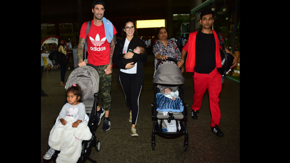 Sunny Leone first public appearance with her all her three kids see pics Sunny Leone first public appearance with her all her three kids see pics
