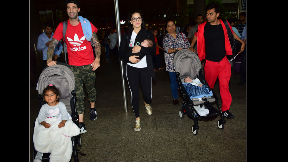 Sunny Leone first public appearance with her all her three kids see pics Sunny Leone first public appearance with her all her three kids see pics