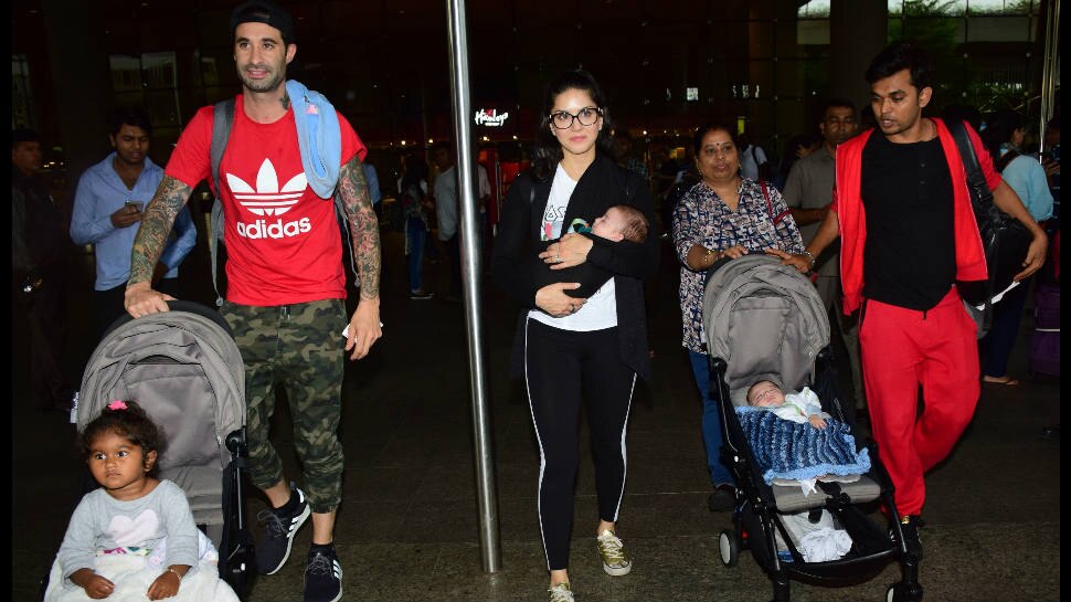 Sunny Leone first public appearance with her all her three kids see pics Sunny Leone first public appearance with her all her three kids see pics