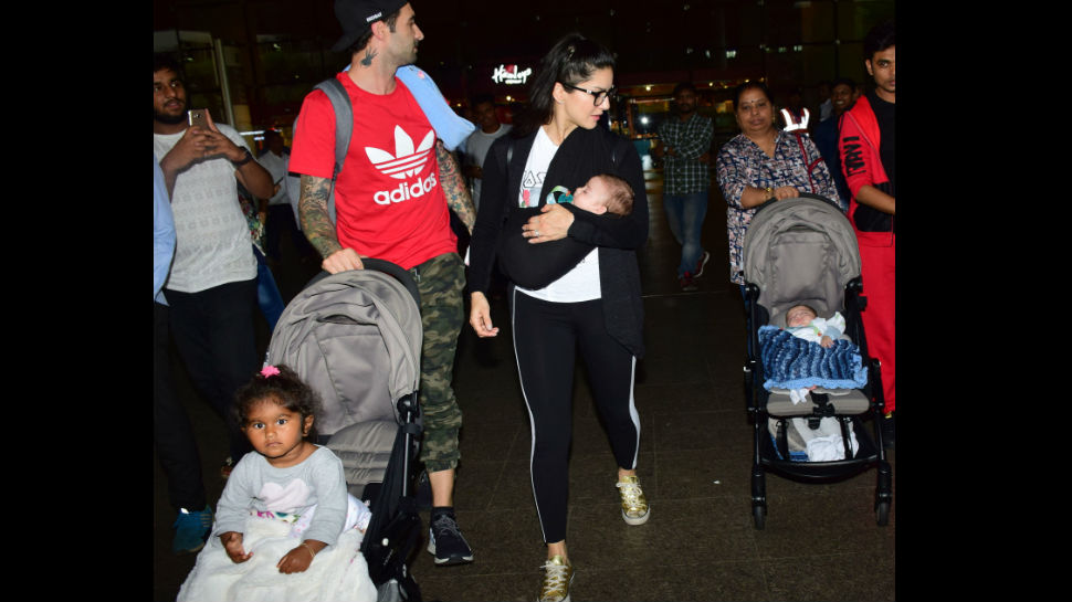 Sunny Leone first public appearance with her all her three kids see pics Sunny Leone first public appearance with her all her three kids see pics
