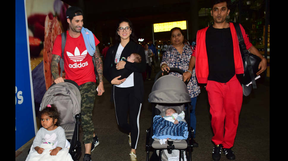 Sunny Leone first public appearance with her all her three kids see pics Sunny Leone first public appearance with her all her three kids see pics