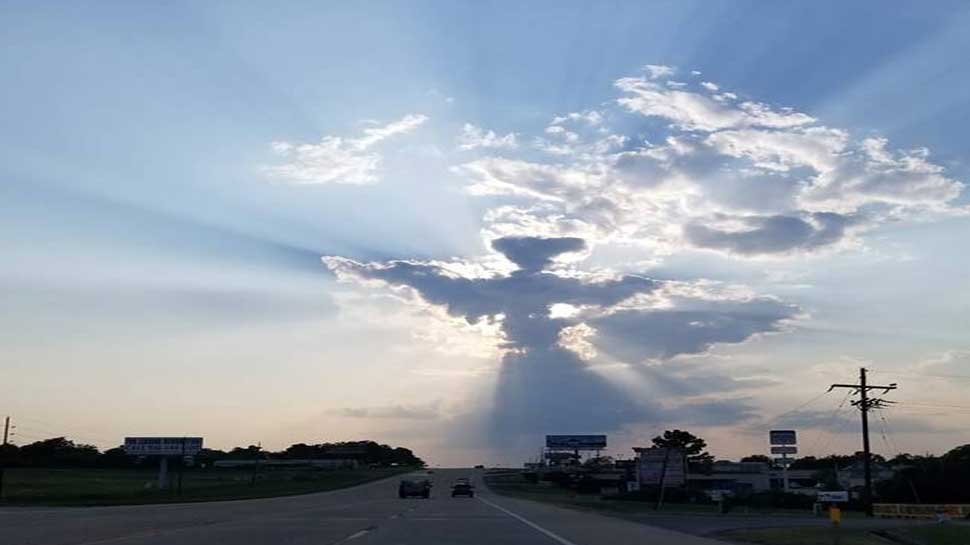 America texas man captures glowing angel cloud formation in the skyline ...