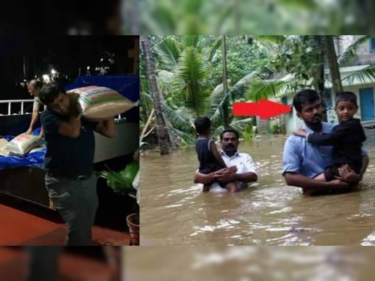 केरल की बाढ़ में IAS अफसरों ने पेश की मिसाल:  भरे पानी में बच्चे कंधे पर उठाए, बाेरियां भी ढोईं