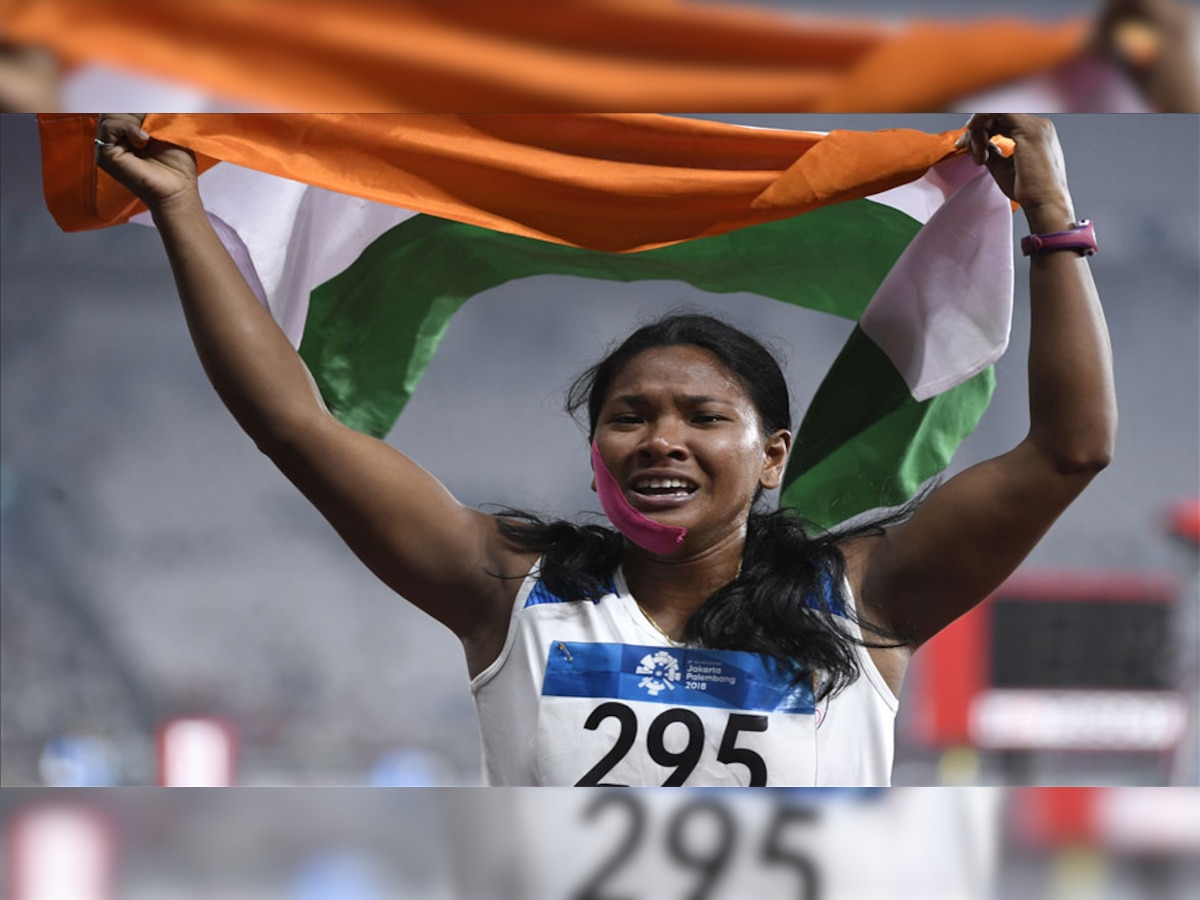 स्वप्ना बर्मन एशियाई खेलों में हेप्टाथलॉन में गोल्ड जीतने वाली पहली भारतीय बनीं (PIC : PTI)
