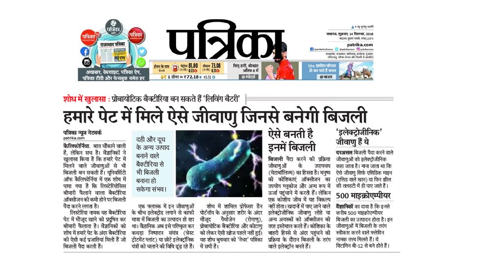 हमारे पेट में हैं बिजली बनाने वाले बैक्टीरिया Researchers found Bacteria in human stomach which produces electricity