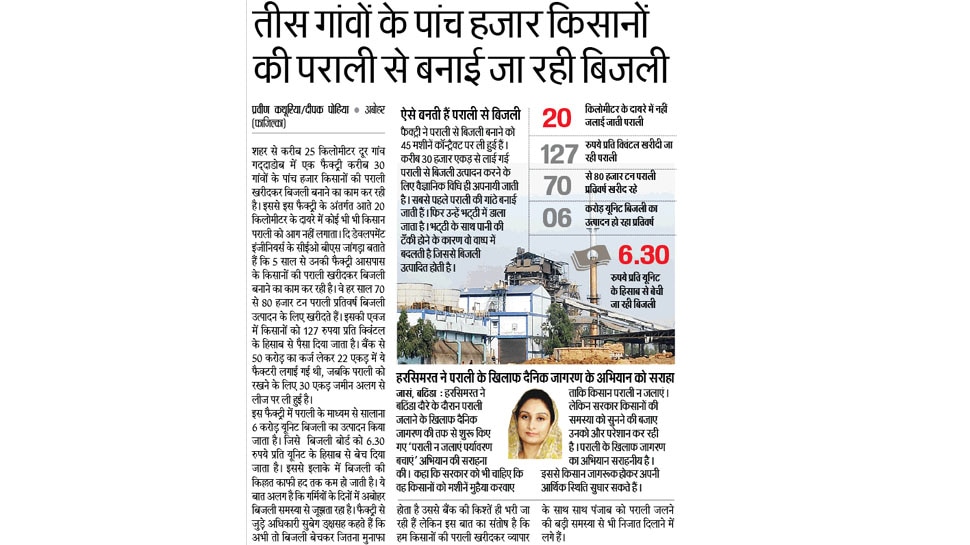 तीस गांवों के पांच हजार किसानों की पराली से बनाई जा रही बिजली Interesting News for NRI readers