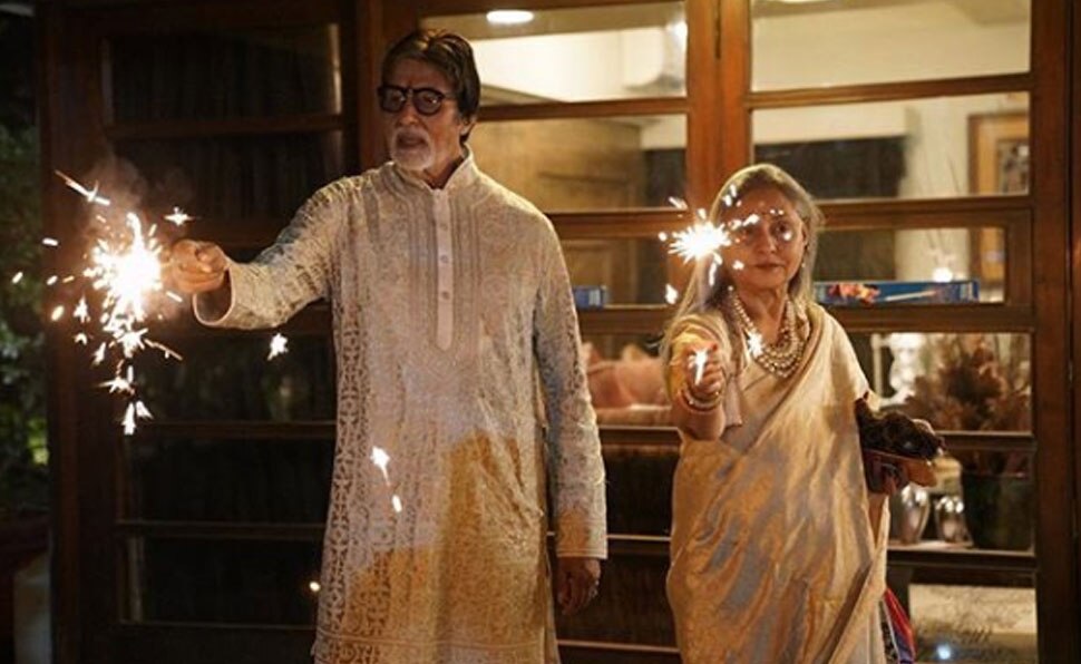 जया के साथ जलाई फुलझड़ी Amitabh bacchan Diwali celebration-4