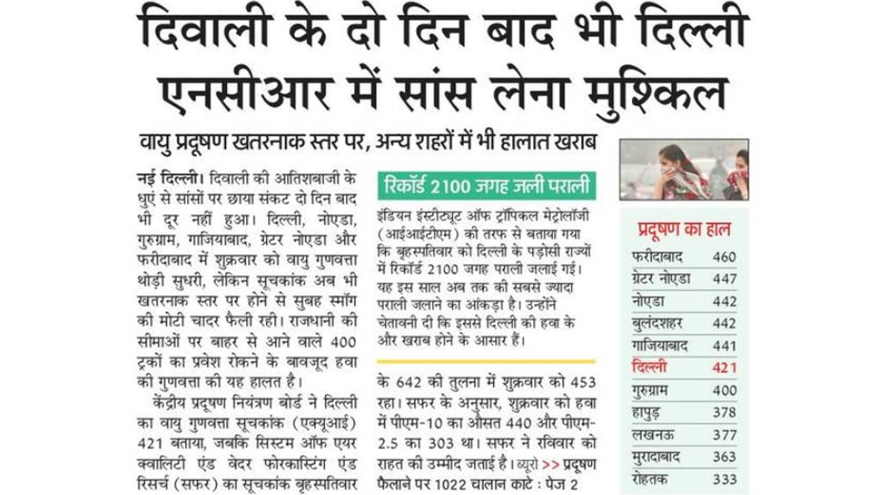 दिल्ली-एनसीआर में सांस लेना मुश्किल Top News from newspapers