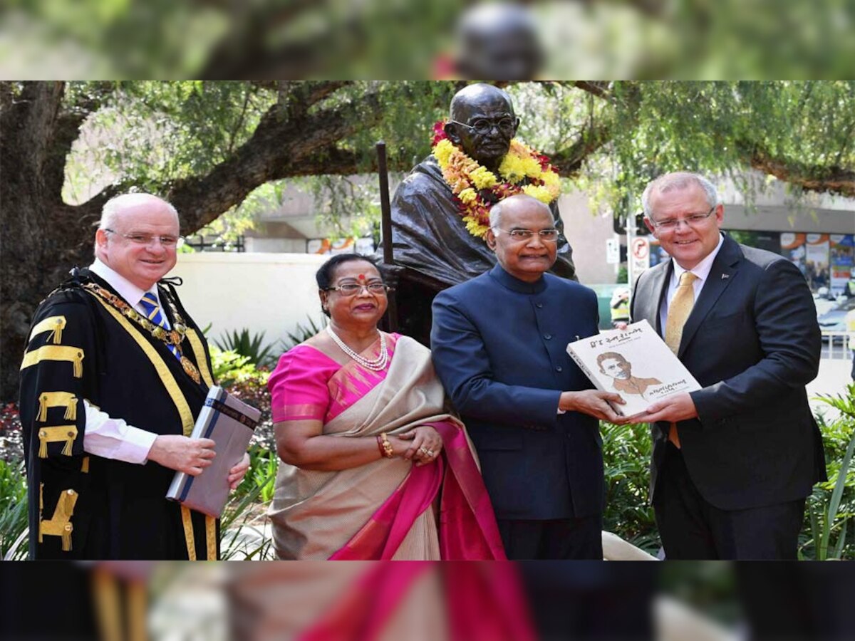 राष्ट्रपति रामनाथ कोविंद ने कहा कि माहात्मा गांधी और ऑस्ट्रेलियाई समाज का साझा नाता है क्योंकि ऑस्ट्रेलिया की तरह वह भी बहुसांस्कृतिक लोकाचार के प्रबल समर्थक थे.  (फोटो साभार - पीटीआई)