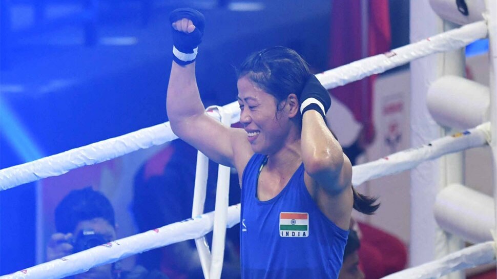 मैरी कॉम ने शानदार पंच से विपक्षी का हौसला पस्त किया मैरी कॉम, Mary Kom, Hanna Okhota, Gold Medal, AIBA Women's World Boxing