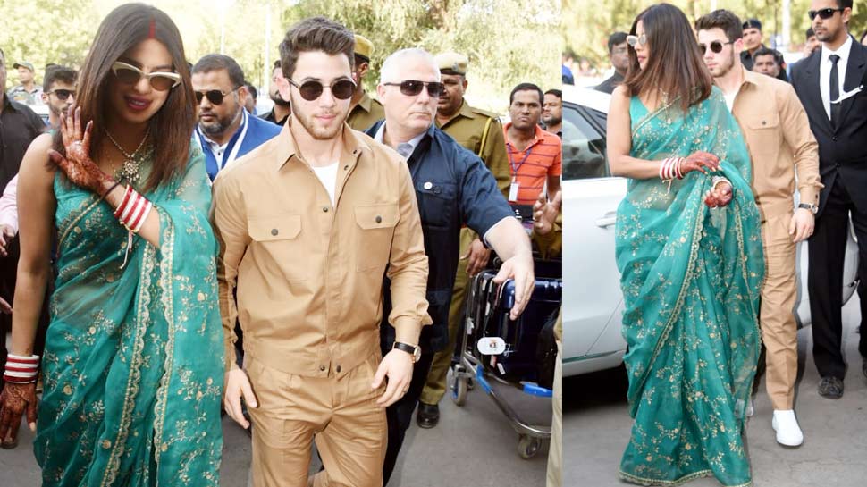 प्रियंका भारतीय कपड़ों काफी खूबसूरत दिखींं priyanka chopra and nick jonas Delhi Reception