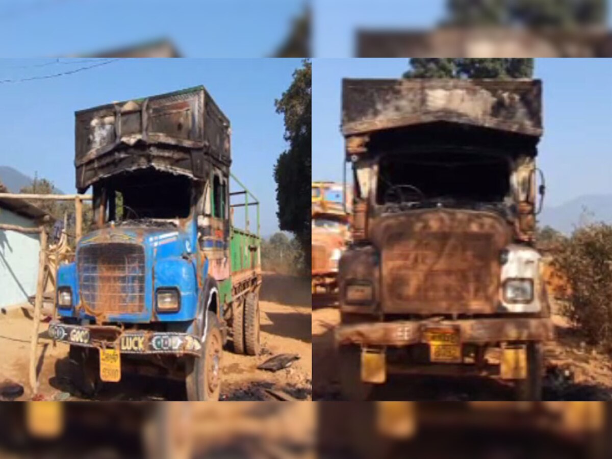 लोहरदगा में अपराधियों ने ट्रक को जलाया.