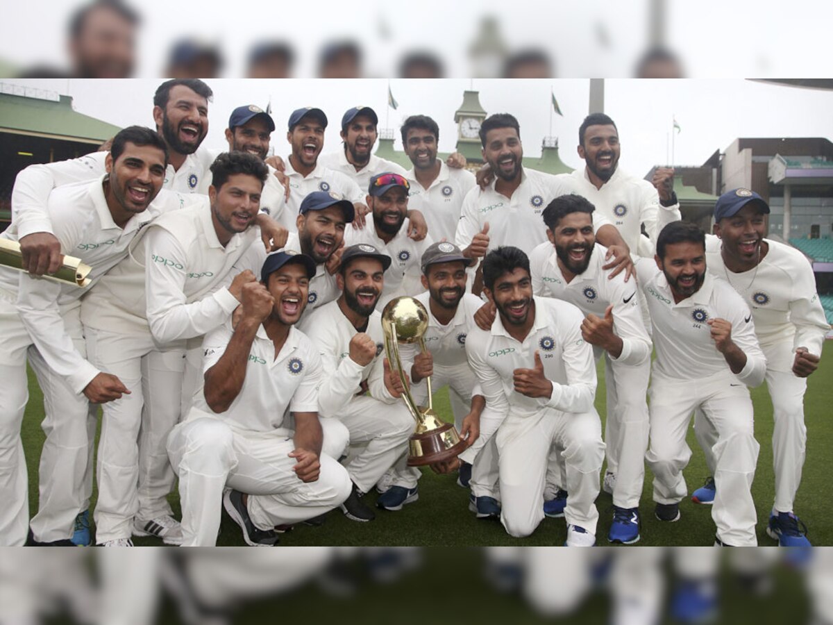 ऑस्ट्रेलिया को टेस्ट सीरीज में 2-1 से हराने के बाद भारतीय टीम. (फोटो: PTI) 