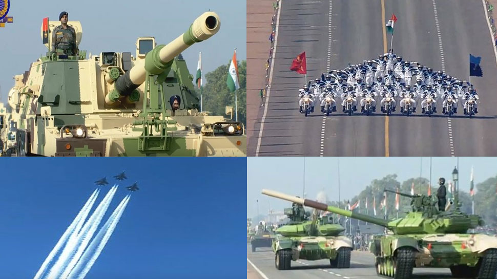 राजपथ पर सेना ने दिखाई ताकत. फोटो ANI राजपथ पर सेना ने दिखाई ताकत. फोटो ANI