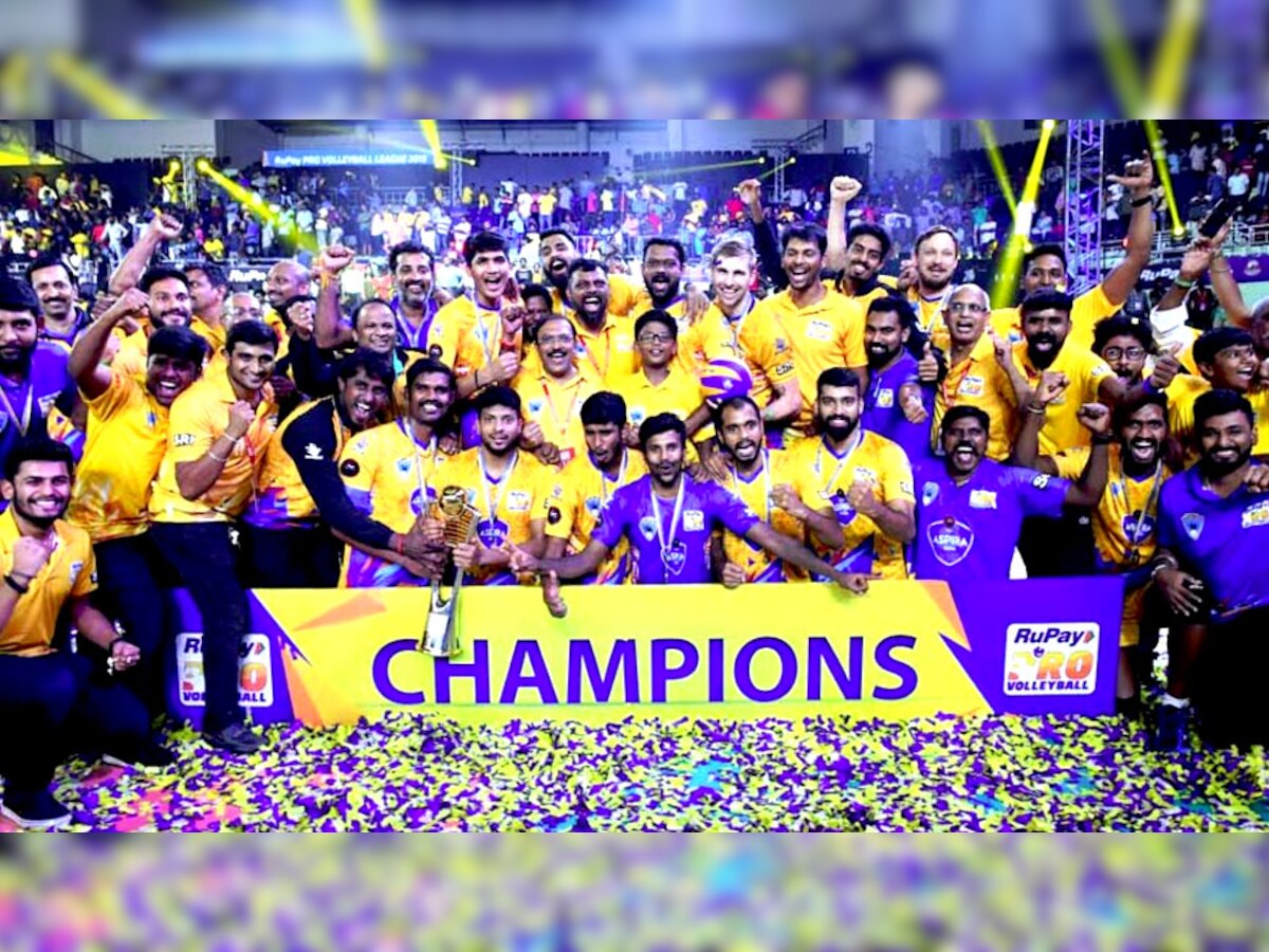 चेन्नई स्पार्टन्स की टीम ने प्रो वॉलीबाल लीग (PVL) का पहला खिताब जीता. (फोटो: IANS) 