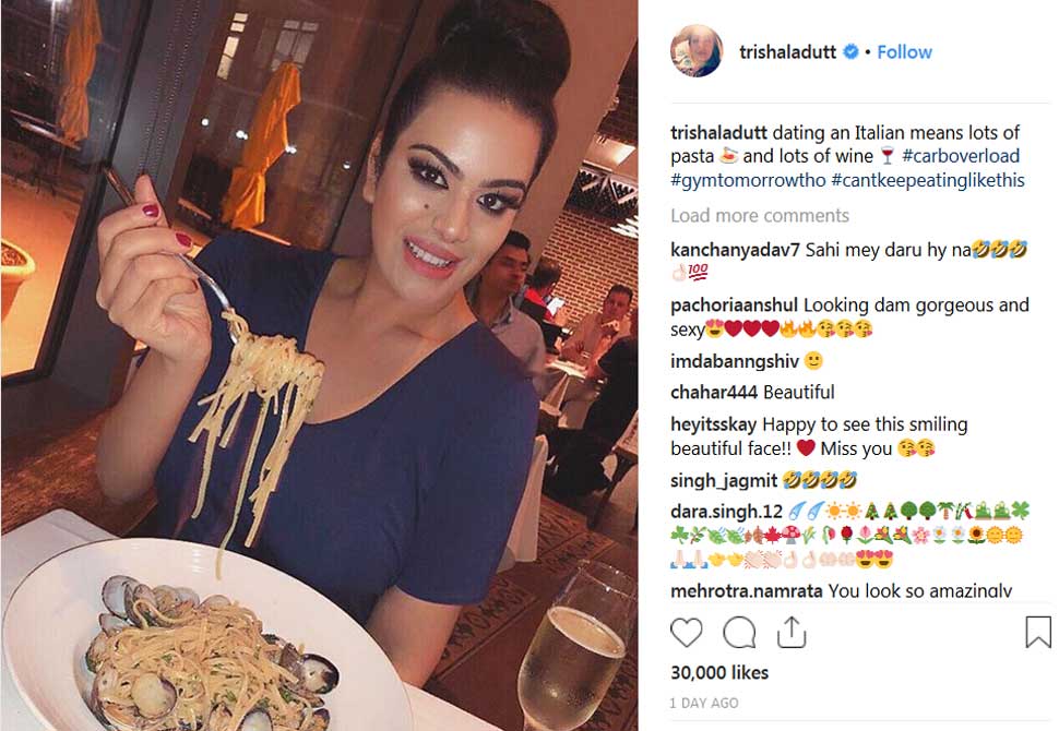 सोशल मीडिया पर एक्टिव रहती हैं त्रिशाला Trishala Dutt