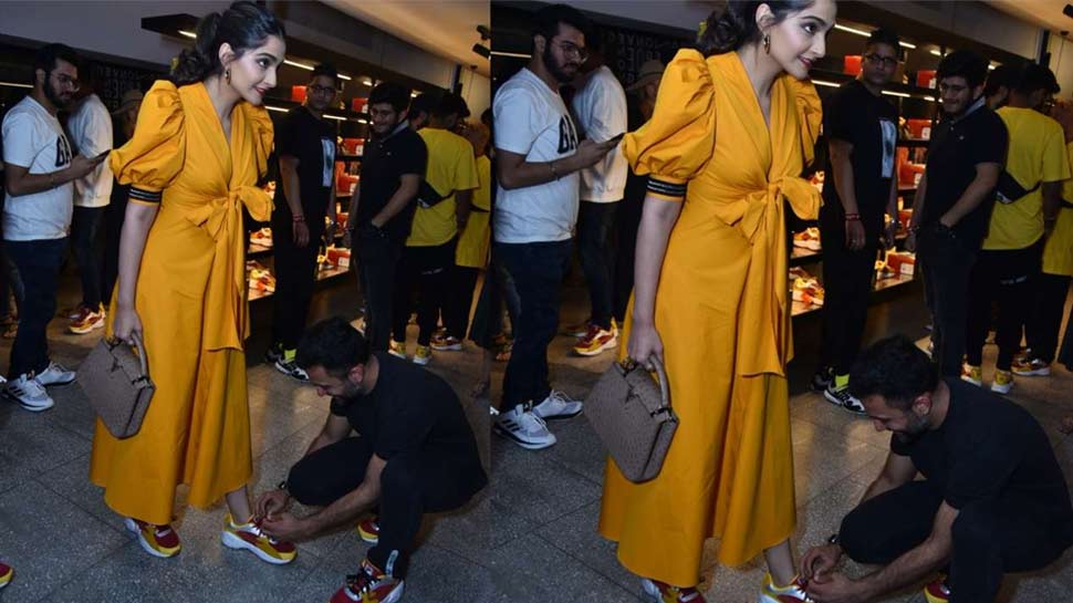 सोनम की ड्रेस पर थी सबकी नजर Sonam is in yellwo
