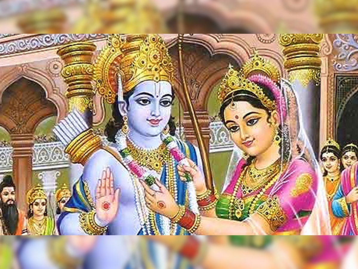 Photo of Rama-Sita's Swayamwar printed on the wedding card of the ...