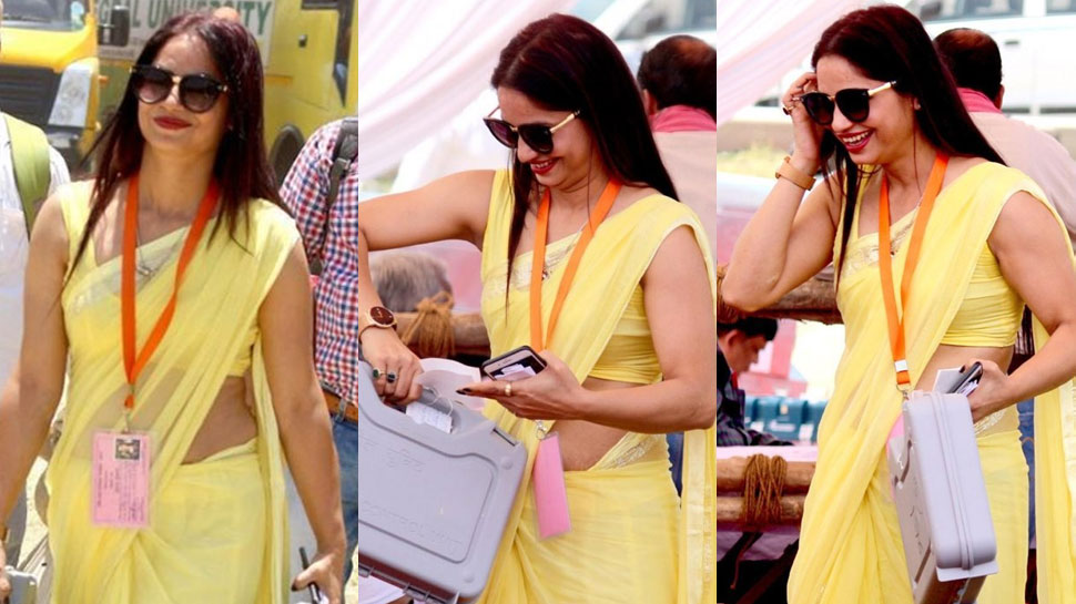 Image result for पीली साड़ी वाली पीठासीन अधिकारी