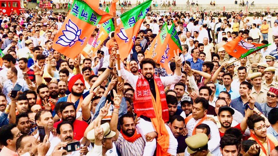 हिमाचल प्रदेश में भगवा ही भगवा, 4 लाख वोटों के अंतर से जीते अनुराग ठाकुर