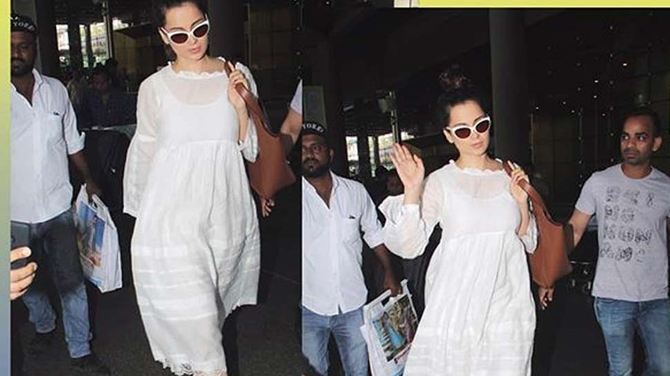 अनुपम खेर और कंगना रनौत की मुलाकात मुंबई एयरपोर्ट पर हुई anupam kher hugs kangana ranaut at the airport photos goes viral