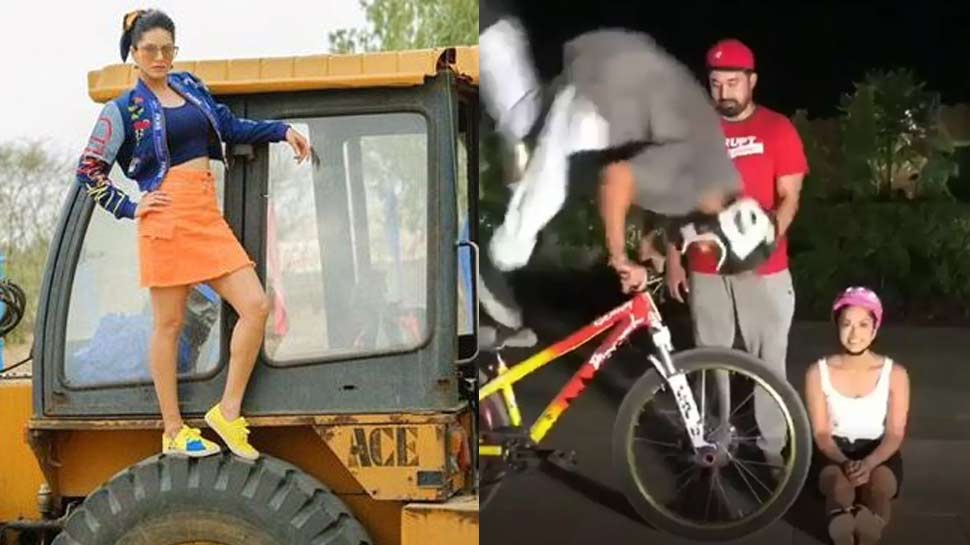 वायरल हुआ सनी लियोनी का साइकिल स्टंट, 16 लाख से ज्यादा लोगों ने लाइक किया VIDEO