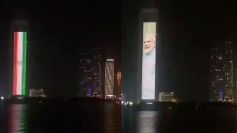 VIDEO: इस देश ने 65 मंजिला इमारत पर लगाई PM मोदी, तिरंगे की तस्वीर, मनाया शपथ ग्रहण का जश्न